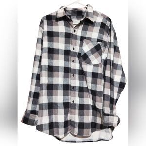 Haband Plaid Button Up Shirt Men's Size M Memphis White Black